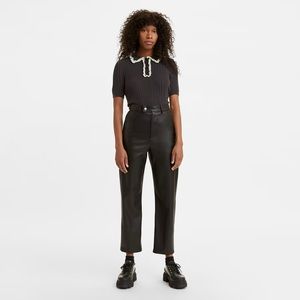 LEVIS- Math Club Slacks Faux Leather Pants Flare Trousers 70s Style High-Rise